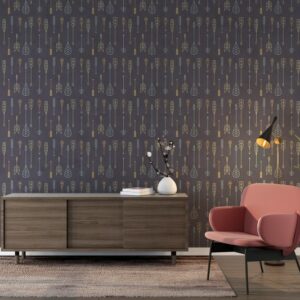 Cute seamless background with beige arrows on a dark blue  Fabric Wallpaper Covers an area ​​up to 4.2mX3m with adhesive  and smoothing tool