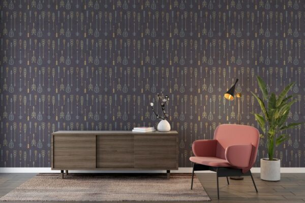 Cute seamless background with beige arrows on a dark blue  Fabric Wallpaper Covers an area ​​up to 4.2mX3m with adhesive  and smoothing tool