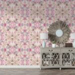 Peony Grunge Texture Design with Old Geometric Patterns Fabric Wallpaper Covers an area ​​up to 4.2mX3m with adhesive  and smoothing tool