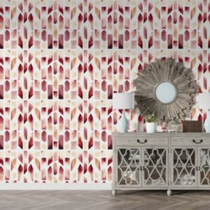 A pattern of watercolors  Fabric Wallpaper Covers an area ​​up to 4.2mX3m with adhesive  and smoothing tool