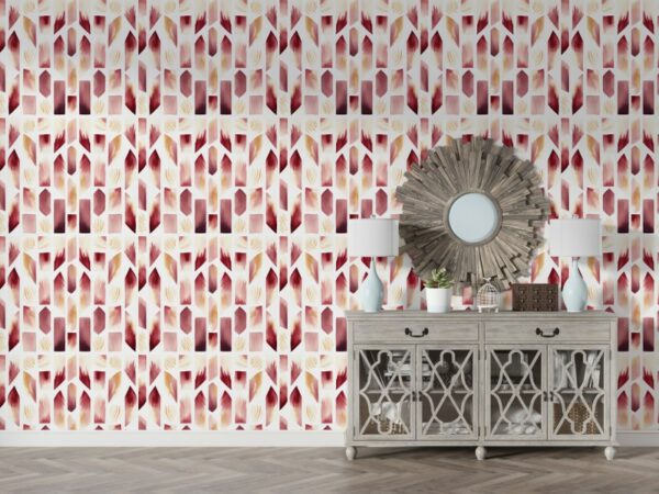 A pattern of watercolors  Fabric Wallpaper Covers an area ​​up to 4.2mX3m with adhesive  and smoothing tool