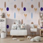 Flower pattern background Fabric Wallpaper Covers an area ​​up to 4.2mX3m with adhesive  and smoothing tool