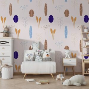 Flower pattern background Fabric Wallpaper Covers an area ​​up to 4.2mX3m with adhesive  and smoothing tool