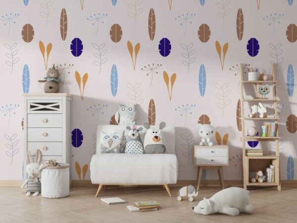 Flower pattern background Fabric Wallpaper Covers an area ​​up to 4.2mX3m with adhesive  and smoothing tool