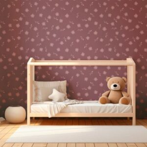 Purple bright background Fabric Wallpaper Covers an area ​​up to 4.2mX3m with adhesive  and smoothing tool
