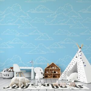 Line Drawing Sky background Fabric Wallpaper Covers an area ​​up to 4.2mX3m with adhesive  and smoothing tool