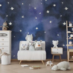 Cyan Fondo Pattern Fabric Wallpaper Covers an area ​​up to 4.2mX3m with adhesive  and smoothing tool