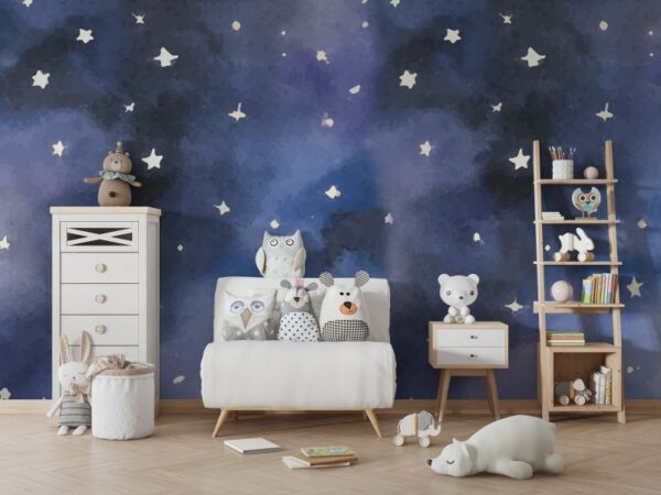 Cyan Fondo Pattern Fabric Wallpaper Covers an area ​​up to 4.2mX3m with adhesive  and smoothing tool
