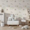 Cute pastel galaxy space pattern Fabric Wallpaper Covers an area ​​up to 4.2mX3m with adhesive  and smoothing tool