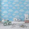 Clouds in the blue sky seamless pattern Fabric Wallpaper Covers an area ​​up to 4.2mX3m with adhesive  and smoothing tool