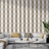 Seamless aesthetic beige print Fabric Wallpaper Covers an area ​​up to 4.2mX3m with adhesive  and smoothing tool