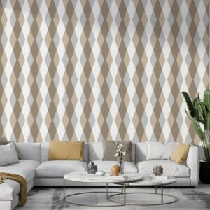 Seamless aesthetic beige print Fabric Wallpaper Covers an area ​​up to 4.2mX3m with adhesive  and smoothing tool