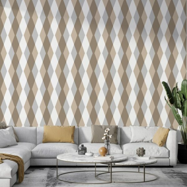 Seamless aesthetic beige print Fabric Wallpaper Covers an area ​​up to 4.2mX3m with adhesive  and smoothing tool