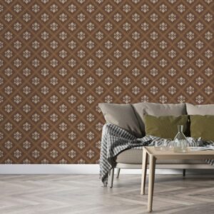 Brown ornament seamless pattern background Fabric Wallpaper Covers an area ​​up to 4.2mX3m with adhesive  and smoothing tool