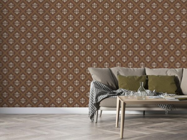 Brown ornament seamless pattern background Fabric Wallpaper Covers an area ​​up to 4.2mX3m with adhesive  and smoothing tool
