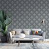 Classical luxury old damask ornament royal  Fabric Wallpaper Covers an area ​​up to 4.2mX3m with adhesive  and smoothing tool