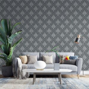 Classical luxury old damask ornament royal  Fabric Wallpaper Covers an area ​​up to 4.2mX3m with adhesive  and smoothing tool