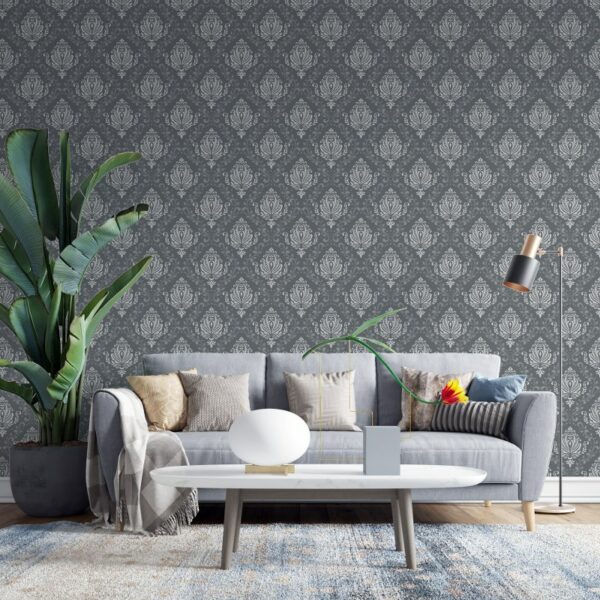 Classical luxury old damask ornament royal  Fabric Wallpaper Covers an area ​​up to 4.2mX3m with adhesive  and smoothing tool