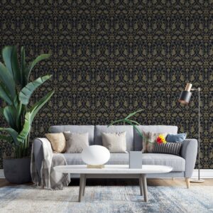 Ornamental Medieval Pattern Fabric Wallpaper Covers an area ​​up to 4.2mX3m with adhesive  and smoothing tool