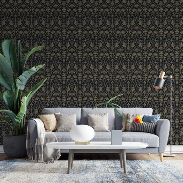 Ornamental Medieval Pattern Fabric Wallpaper Covers an area ​​up to 4.2mX3m with adhesive  and smoothing tool