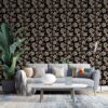 Vintage floral seamless pattern with trailing Fabric Wallpaper Covers an area ​​up to 4.2mX3m with adhesive  and smoothing tool