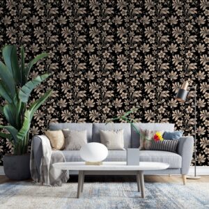 Vintage floral seamless pattern with trailing Fabric Wallpaper Covers an area ​​up to 4.2mX3m with adhesive  and smoothing tool