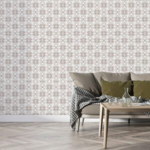 Geometric Flowers Vector Seamless Pattern Fabric Wallpaper Covers an area ​​up to 4.2mX3m with adhesive  and smoothing tool