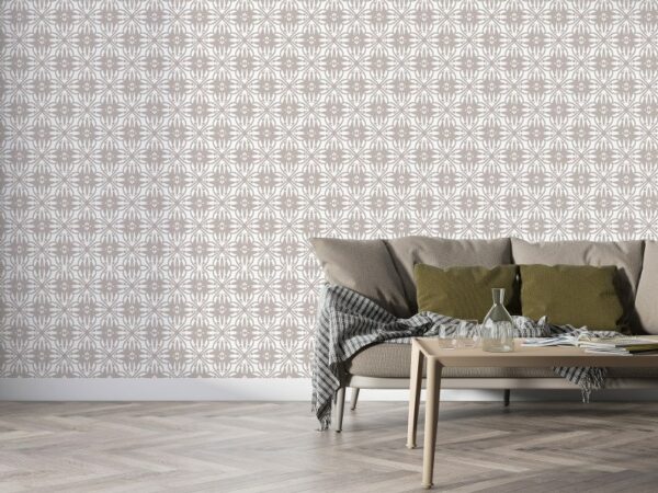 Geometric Flowers Vector Seamless Pattern Fabric Wallpaper Covers an area ​​up to 4.2mX3m with adhesive  and smoothing tool