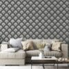 Classical luxury old fashioned damask ornament Fabric Wallpaper Covers an area ​​up to 4.2mX3m with adhesive  and smoothing tool