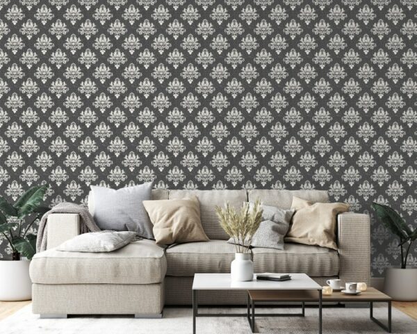 Classical luxury old fashioned damask ornament Fabric Wallpaper Covers an area ​​up to 4.2mX3m with adhesive  and smoothing tool