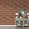 Beautiful Blue Red Pink Knit Texture Fabric Wallpaper Covers an area ​​up to 4.2mX3m with adhesive  and smoothing tool