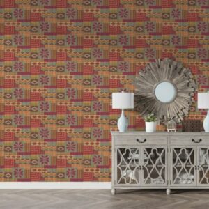 Beautiful Blue Red Pink Knit Texture Fabric Wallpaper Covers an area ​​up to 4.2mX3m with adhesive  and smoothing tool