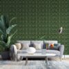 Flat art deco pattern collective Fabric Wallpaper Covers an area ​​up to 4.2mX3m with adhesive  and smoothing tool
