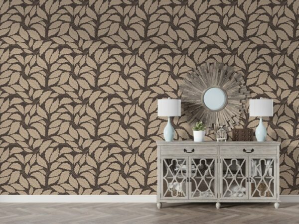 Vintage leaf seamless pattern Fabric Wallpaper Covers an area ​​up to 4.2mX3m with adhesive  and smoothing tool