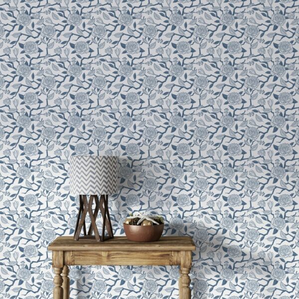 Jasmine flower pattern Fabric Wallpaper Covers an area ​​up to 4.2mX3m with adhesive  and smoothing tool