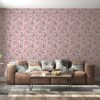 Very beautiful pink roses Fabric Wallpaper Covers an area ​​up to 4.2mX3m with adhesive  and smoothing tool