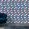 Pink and yellow flower seamless pattern Fabric Wallpaper Covers an area ​​up to 4.2mX3m with adhesive  and smoothing tool