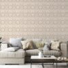 Vintage Hampshire Damask in Beige Fabric Wallpaper Covers an area ​​up to 4.2mX3m with adhesive  and smoothing tool