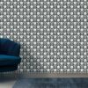 Decorative doodle flowers repeat pattern with flowers and leaves Fabric Wallpaper Covers an area ​​up to 4.2mX3m with adhesive  and smoothing tool