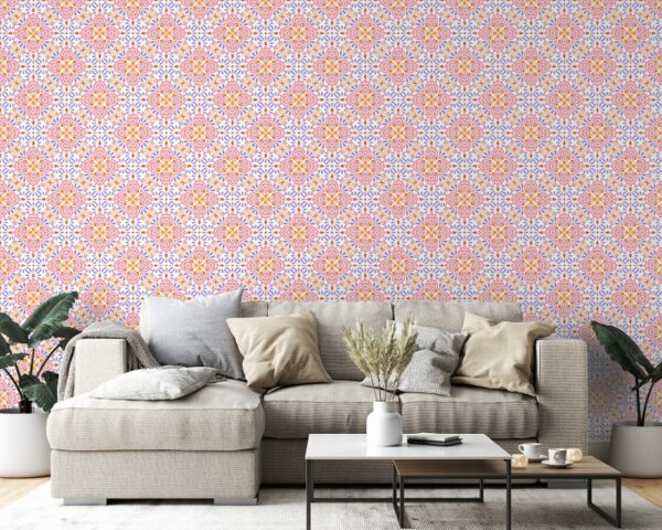Exquisite floral baroque template Fabric Wallpaper Covers an area ​​up to 4.2mX3m with adhesive  and smoothing tool