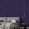 Elegant blue and white fan pattern  Fabric Wallpaper Covers an area ​​up to 4.2mX3m with adhesive  and smoothing tool