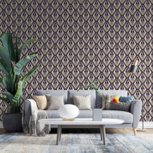 Diamonds Geometric Decorative Vector Motifs Elegant Luxury Fabric Wallpaper Covers an area ​​up to 4.2mX3m with adhesive  and smoothing tool