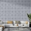 Geometric art deco pattern collective Fabric Wallpaper Covers an area ​​up to 4.2mX3m with adhesive  and smoothing tool