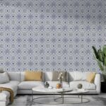 ورق حائط قماشي بتصميم آرت ديكو هندسي يغطي مساحة تصل إلى 4.2 متر × 3 متر باستخدام أداة لاصقة وأداة تنعيم
