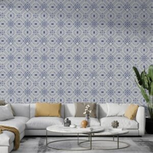 Geometric art deco pattern collective Fabric Wallpaper Covers an area ​​up to 4.2mX3m with adhesive  and smoothing tool