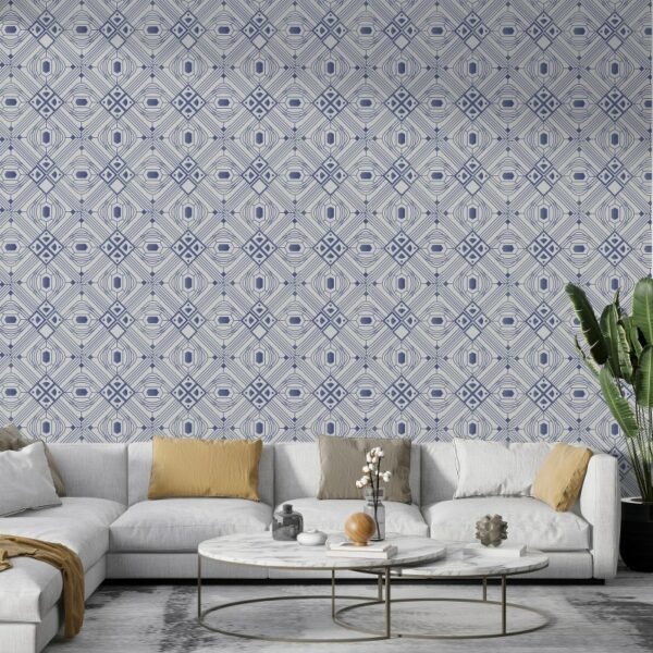 Geometric art deco pattern collective Fabric Wallpaper Covers an area ​​up to 4.2mX3m with adhesive  and smoothing tool