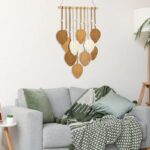 Macrame Tapestry Handmade with brown and Beige Leaves