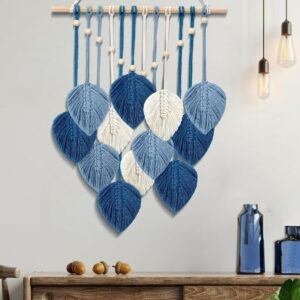 Boho Wall Decor Handmade blue Feather Tapestry