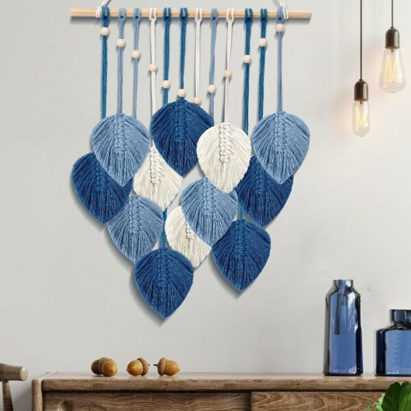 Boho Wall Decor Handmade blue Feather Tapestry