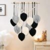 Boho Wall Decor Handmade Grey and Black Feather Tapestry